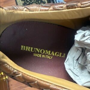 Bruno Magli Tan Croc-Embossed Leather Shoes